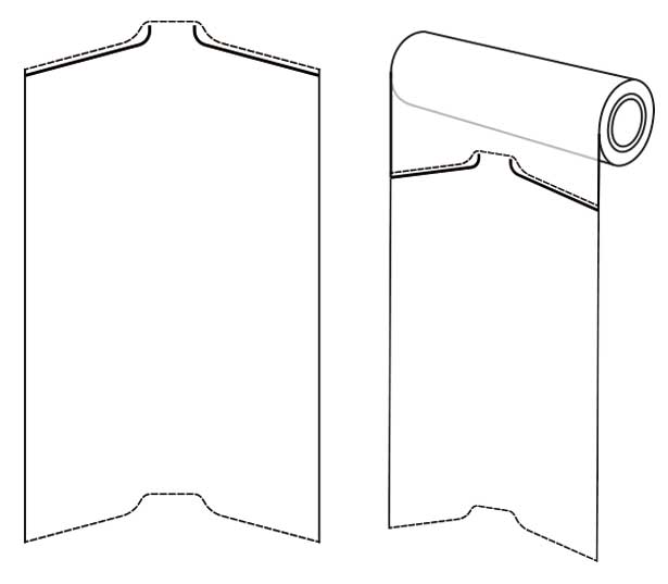 ワンチョップロール【トップス用】PE平ミシン目有 500M巻 厚み0.012×幅500mm